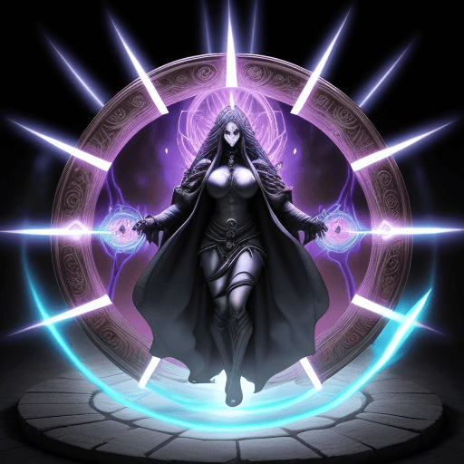 AI generated: An Almighty God of evil opening a Portal summoning his female servants