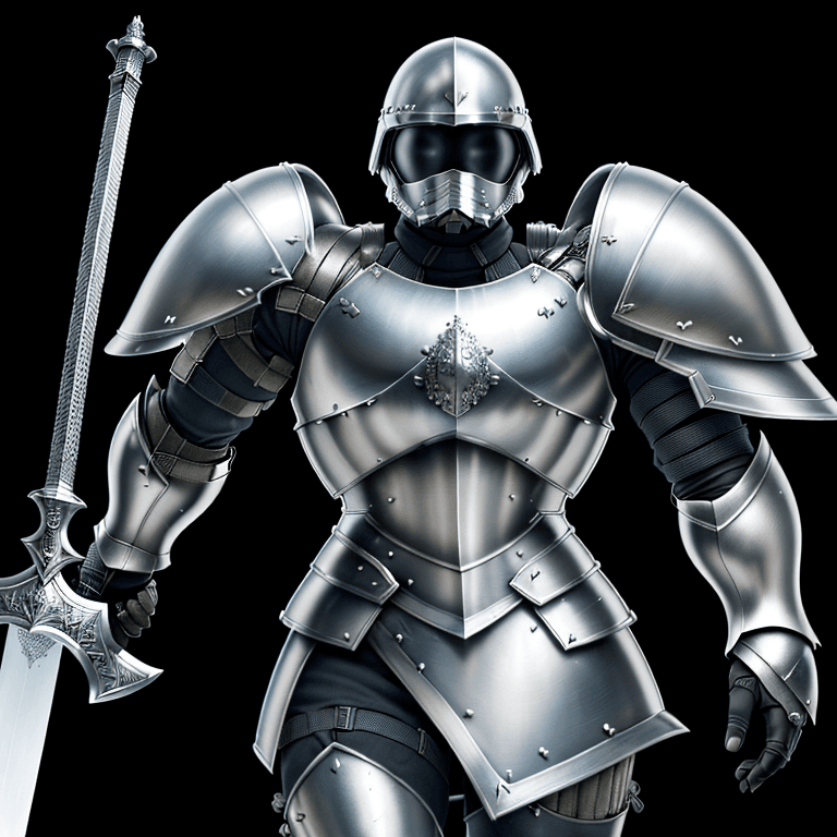 AI generated: Photo of a ultra realistic A nanotechnically enhanced supersoldier wearing silver armor carrying w a...
