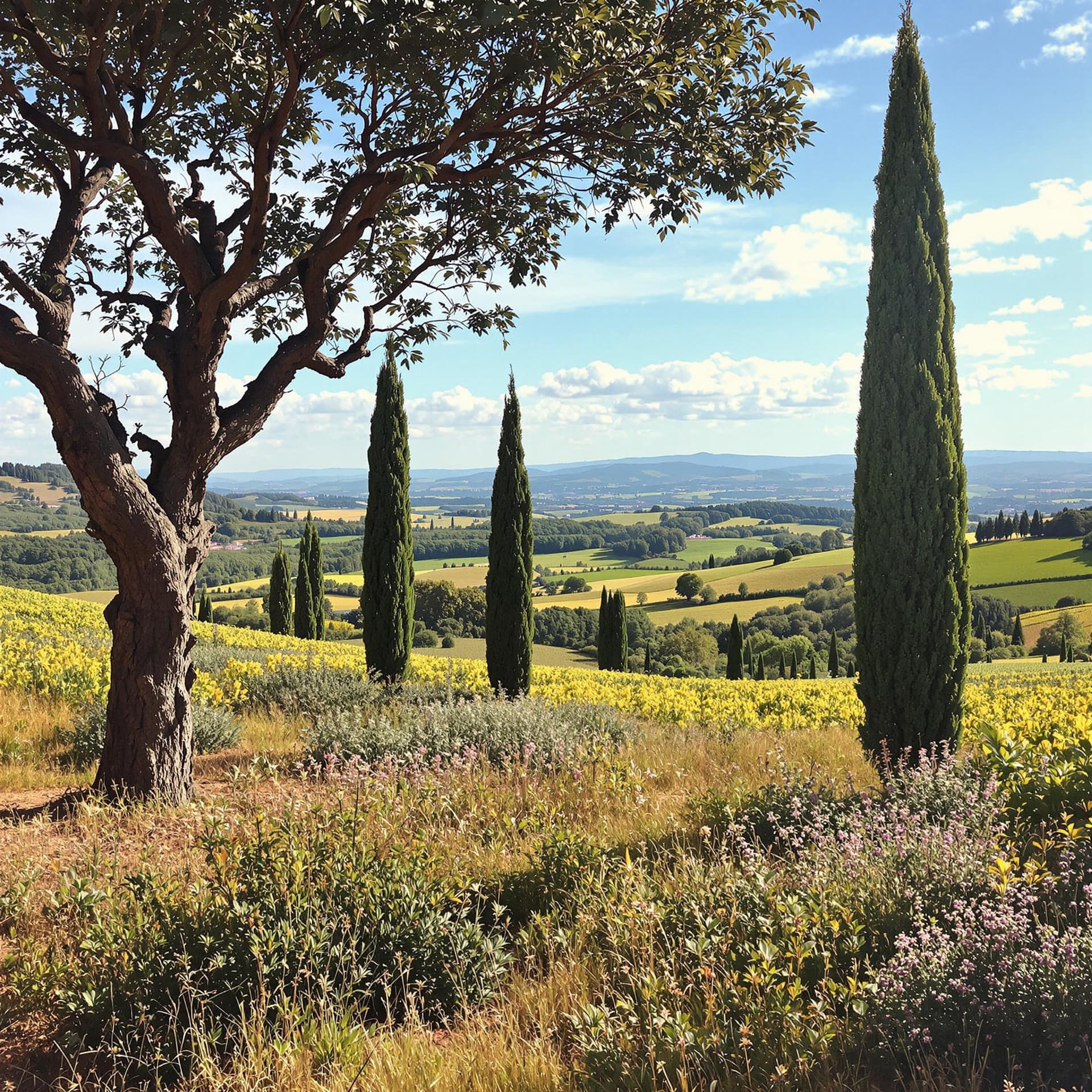 AI generated: happy company retreat, tuscany, happy people, retreat, corporate retreat