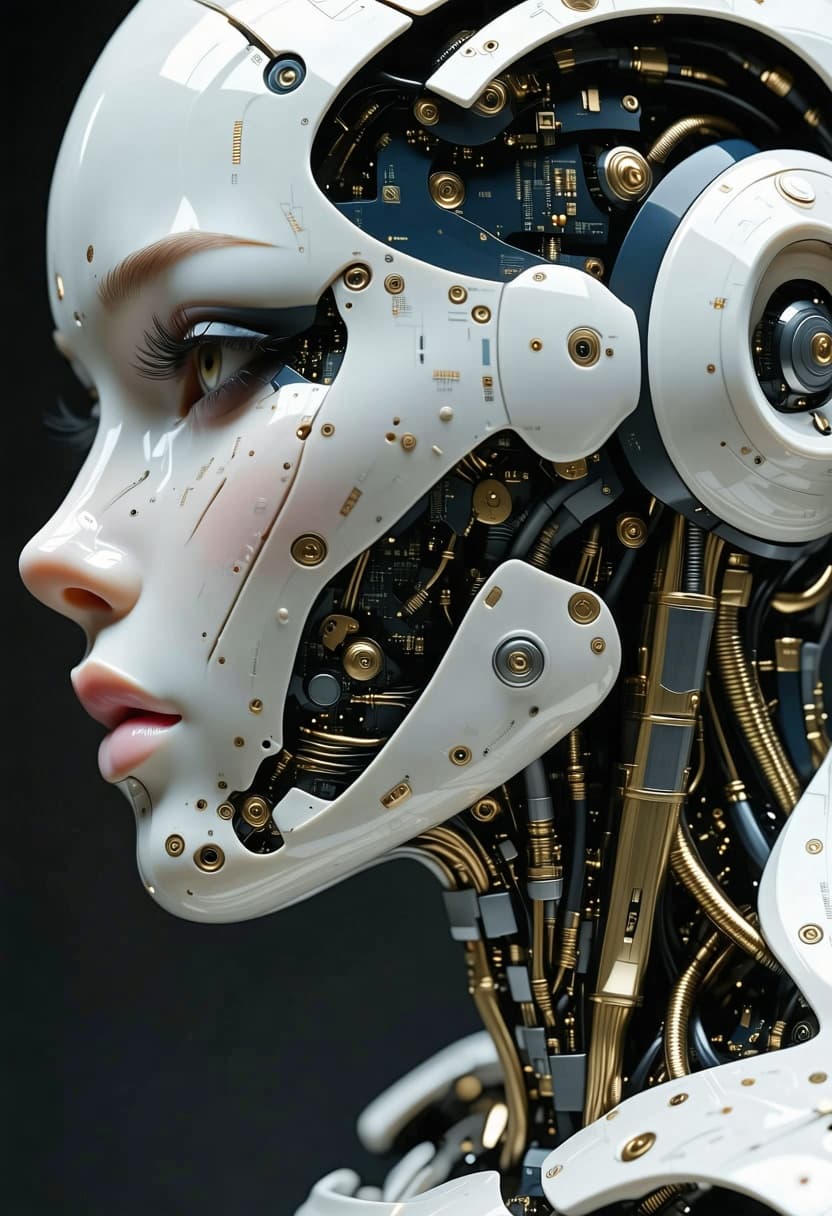 AI generated: complex 3d render ultra detailed of a beautiful porcelain profile woman android face, cyborg, roboti...