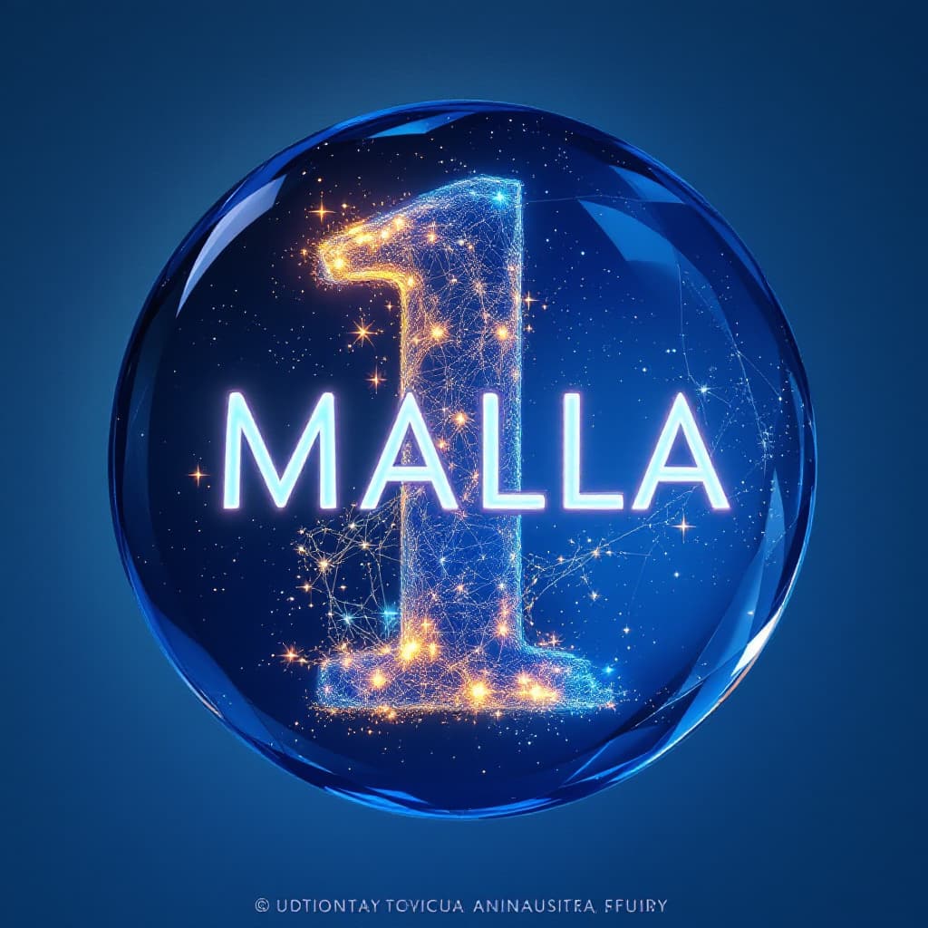 AI generated: escribir la palabra 1 MALLA  bioluminiscente color azul en letra mayuscula modo estetico tranquilo m...