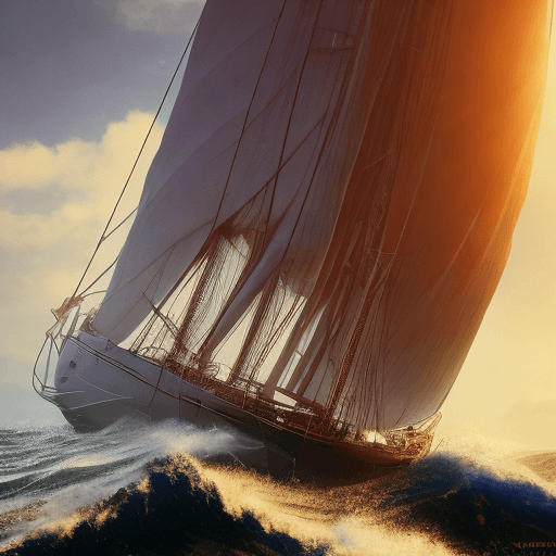 AI generated: Foto de un velero ultrarrealista, luz espectacular, amanecer pálido, iluminación cinematográfica, na...