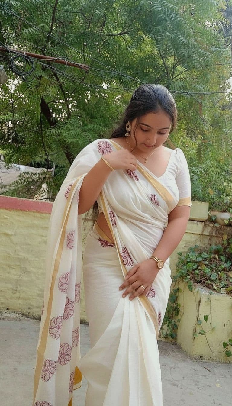 AI generated: Hot saree pallu drop and cleavage show