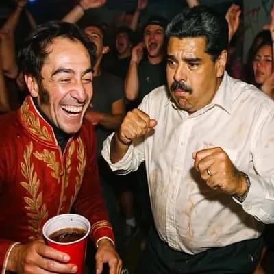 AI generated video: Una fiesta épica al estilo de la película proyecto x donde Nicolás celebra pero Simón le da un puñet...