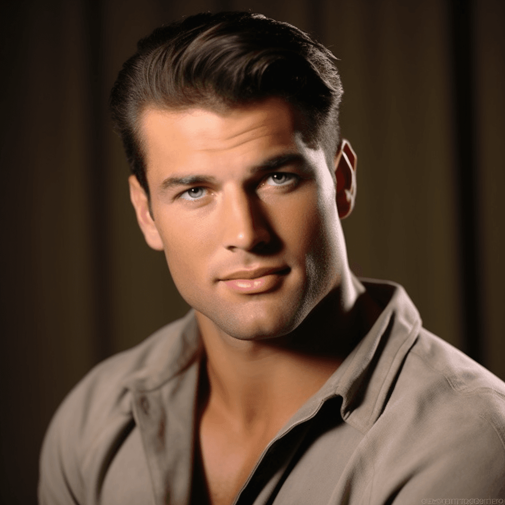 AI generated: hollywood, black wavy hair, muscular, standing, wearing a stetson, perfect eyes, perfect face, color...