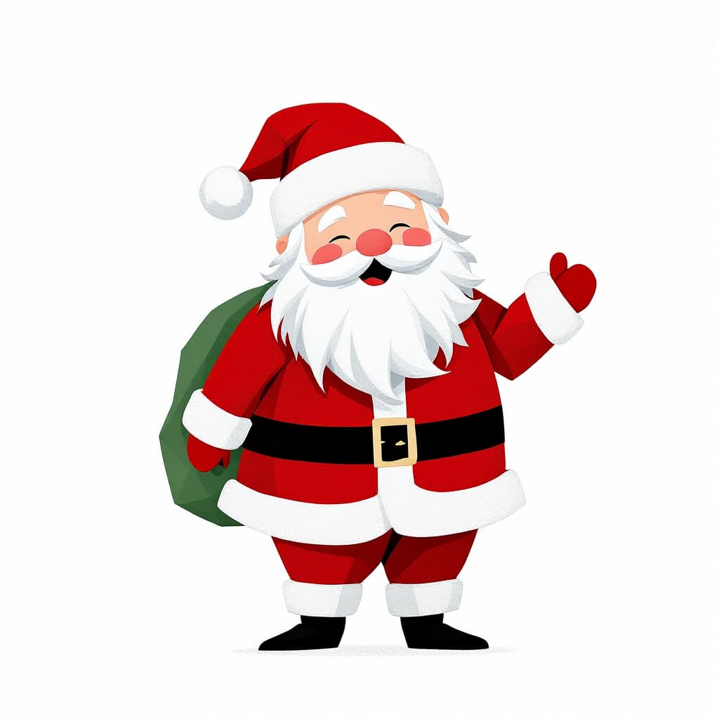 AI generated: a santa claus illustration composed of simple geometric shapes with no light and shadow, laughing, m...