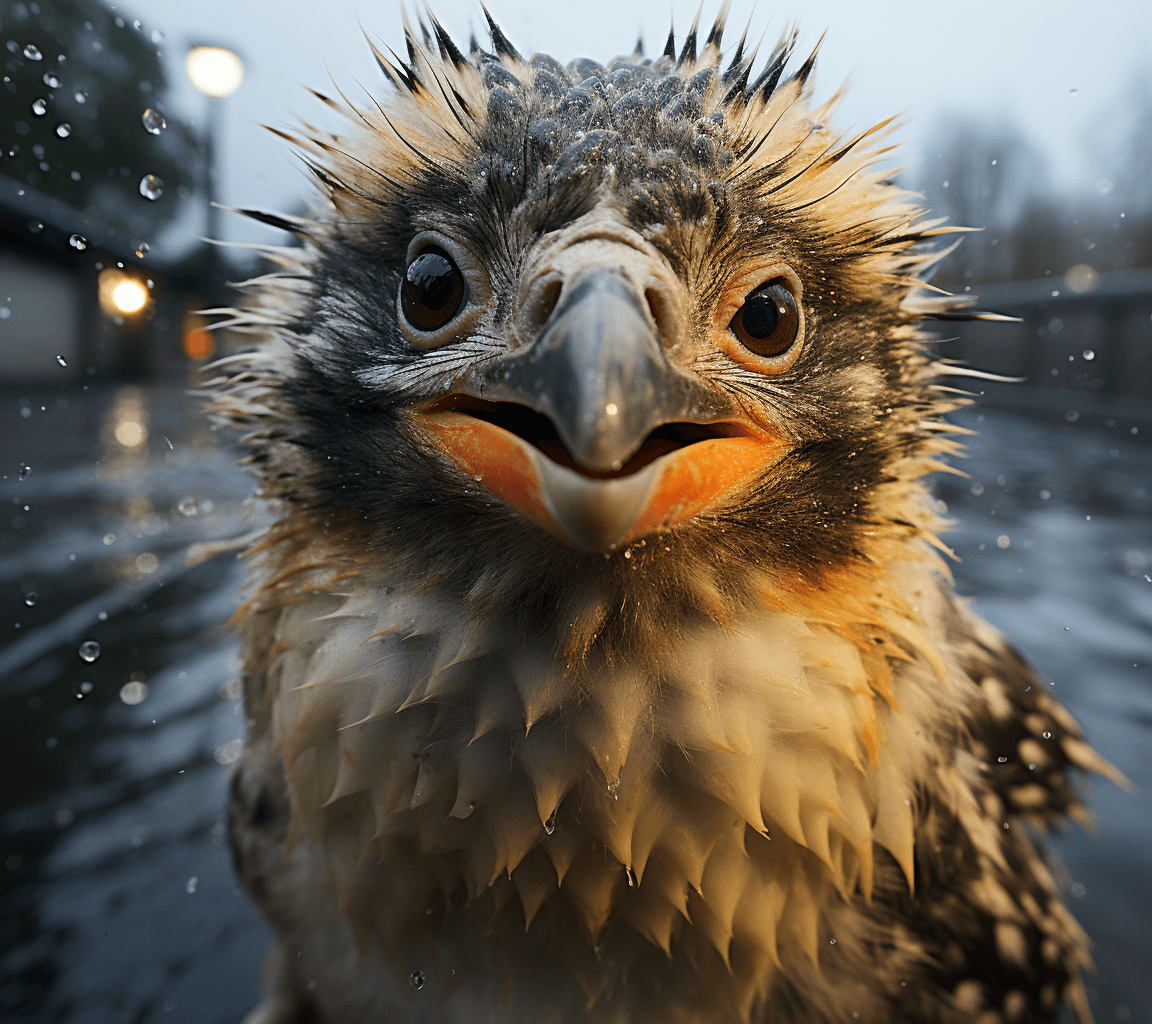 AI generated: 3 cute penguins out in the snow making a selfie, in the style of b-movie aesthetics, hyperrealism, h...