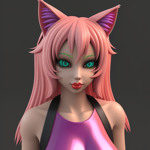 AI generated: candy catgirl Character 3D Colorful, colors, UItra, 3D render, 16K, --q 5 --ar 2:3