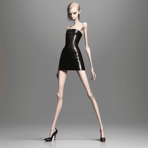 AI generated: anorexic model with high heels
