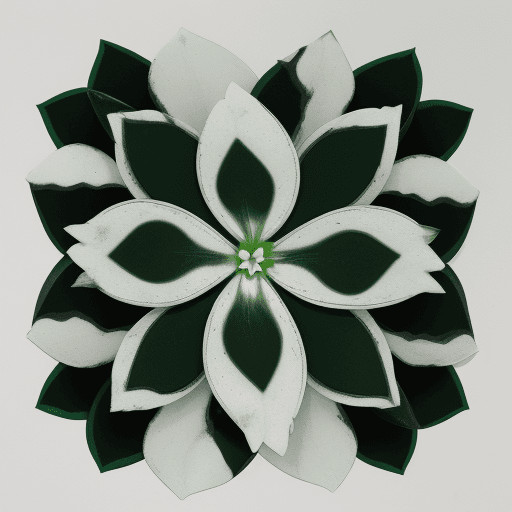 AI generated: green and black pimpoys, triangular petals and white edges, white faded edges