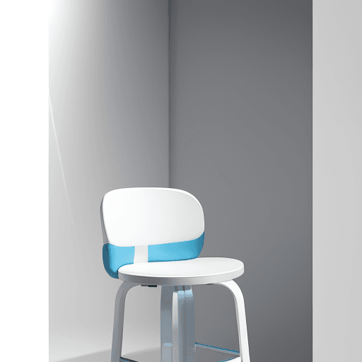 AI generated: minimalism stool chair detail in a white studio set, Hasselblad X1D II 50C, 90mm lens, white steel a...