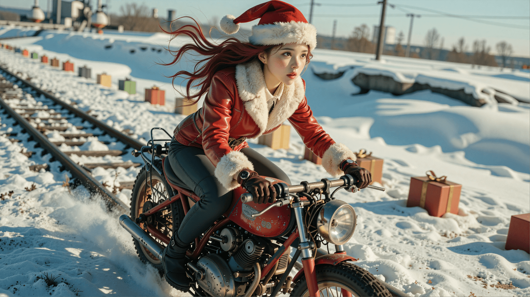 AI generated: A highly detailed, photorealistic, cinematic high-angle dynamic action shot of a young chinese woman...