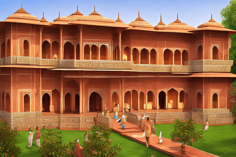 AI generated: traditional haveli in India digital art