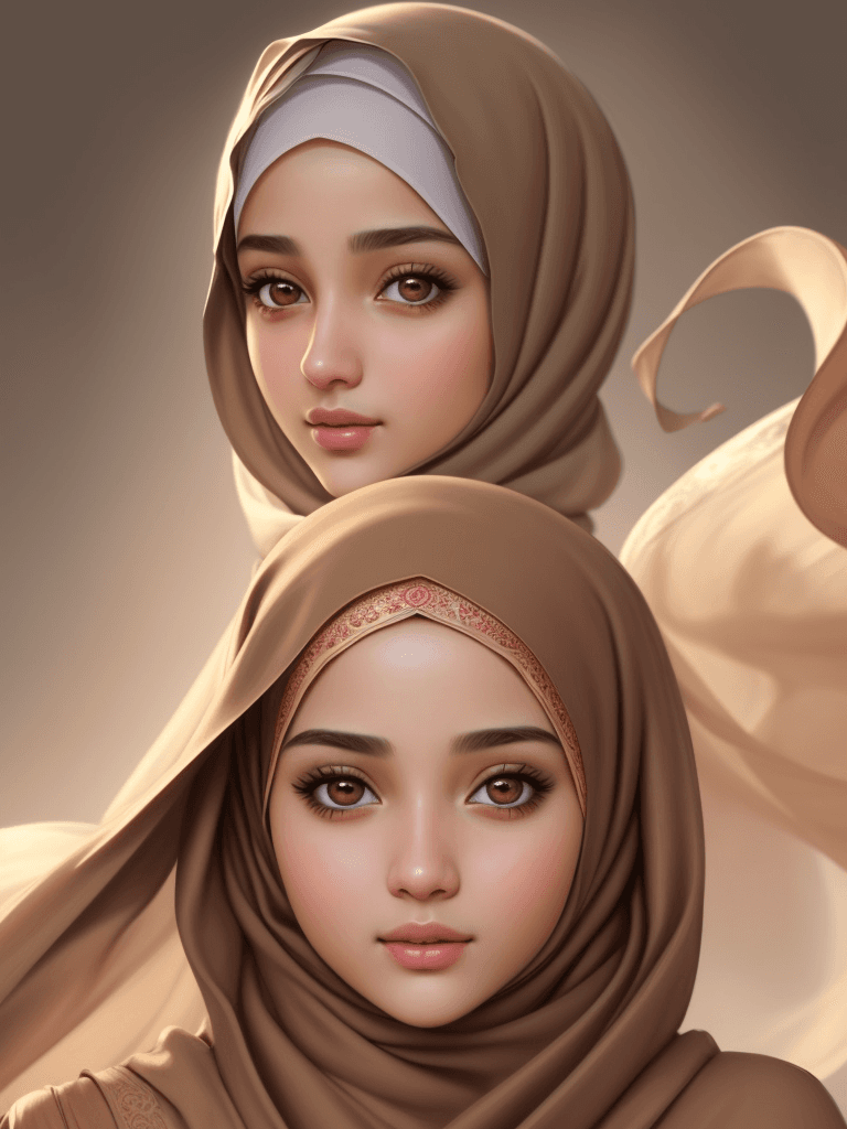 AI generated: best quality, masterpiece, (realistic:1.2), luminate, beautiful muslim, hijab, twirling hijab, robe,...