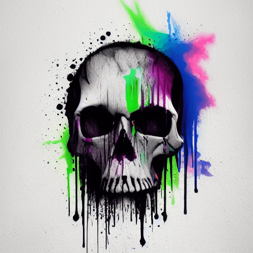 AI generated: white color, color dripping, graffiti skull