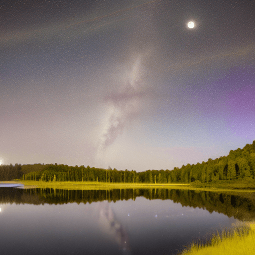 AI generated:  A dream as a serene nighttime landscape, a calm lake reflecting an enormously enlarged full moon. I...