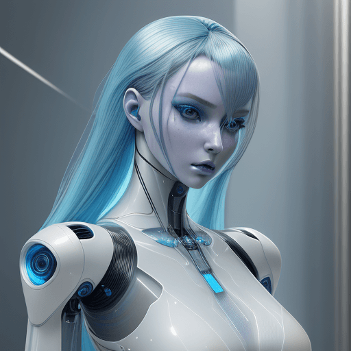 AI generated: Portrait of a very beautiful girl in the image of an Transparent Elegant Futuristic Android Humanoid...