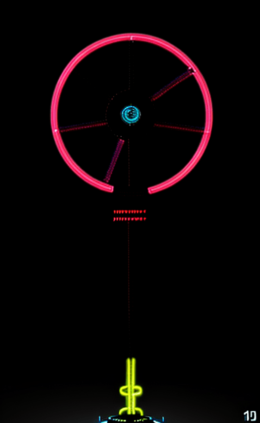 AI generated: Cyberpunk  Wheel Of Fortune Tarot Card, Words " Wheel Of Fortune ", High Contrast, Neon, Cyberpunk, ...