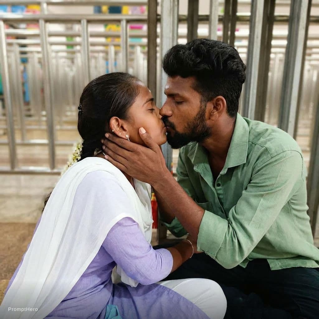 AI generated: Kissing hot of romantic couple 