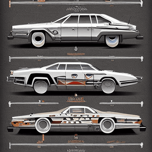 AI generated: mdjrny-v4 style highly detailed infographic of retrofuturism cars found in popular mechanics magazin...