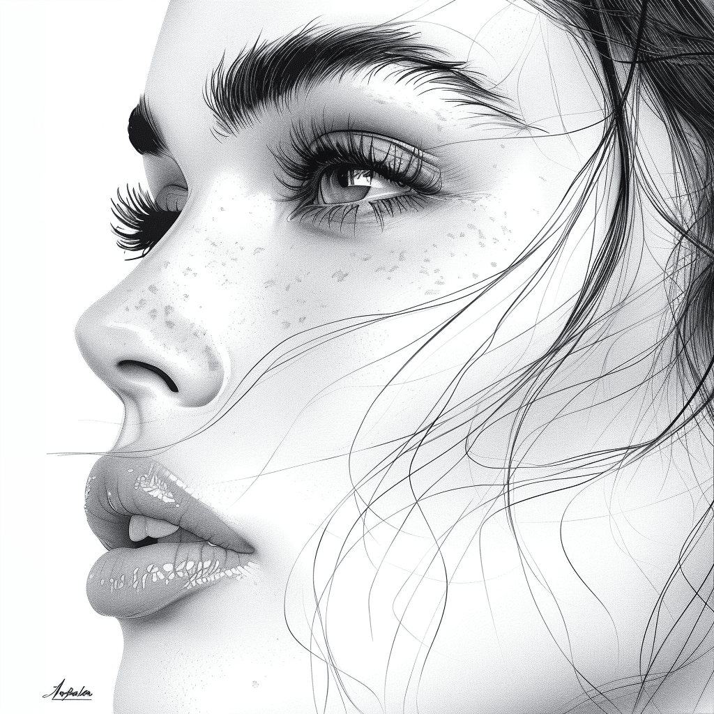 AI generated: line art drawing of a woman's face, clean lines, elegant and sophisticated --ar 1:1 --stylize 750