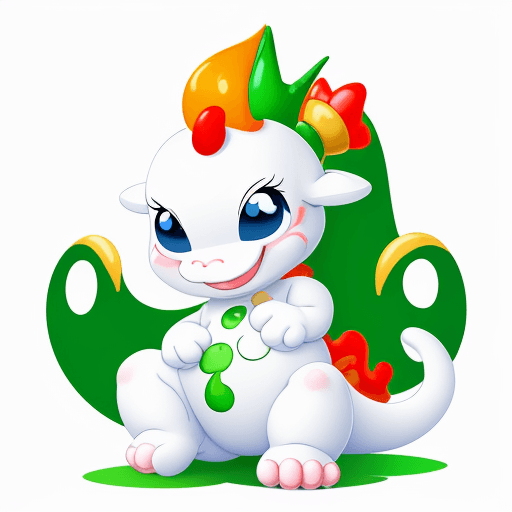 AI generated: happy baby lucky dragon , fit the canvas white background  no fill colors