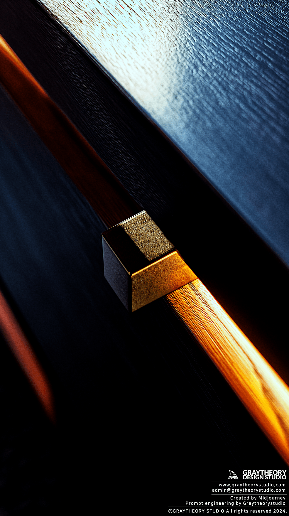 AI generated: Extreme close-up console's drawer handle, Pentax 645Z, fine details and craftsmanship, in a controll...