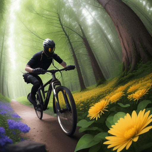 AI generated: "Combine elements of nature, like trees and flowers, with technology in a harmonious way, action pho...