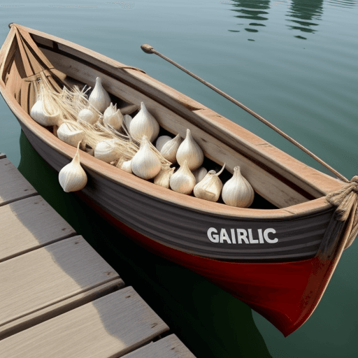 AI generated: a boat made from garlic bulb