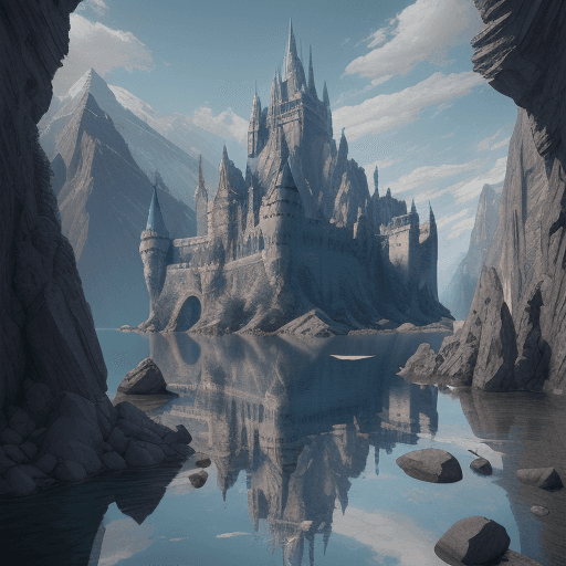 AI generated: a realistic sculpted castle and stone walls in the rocky mountains, in the style of gothic futurism,...