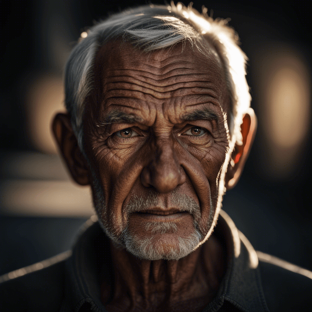 AI generated: An old man, the face with wrinkles, focus on the eyes, portrait, the skin tanned by the sun, grey ha...