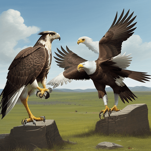 AI generated: The duel of ten eagles and falcons