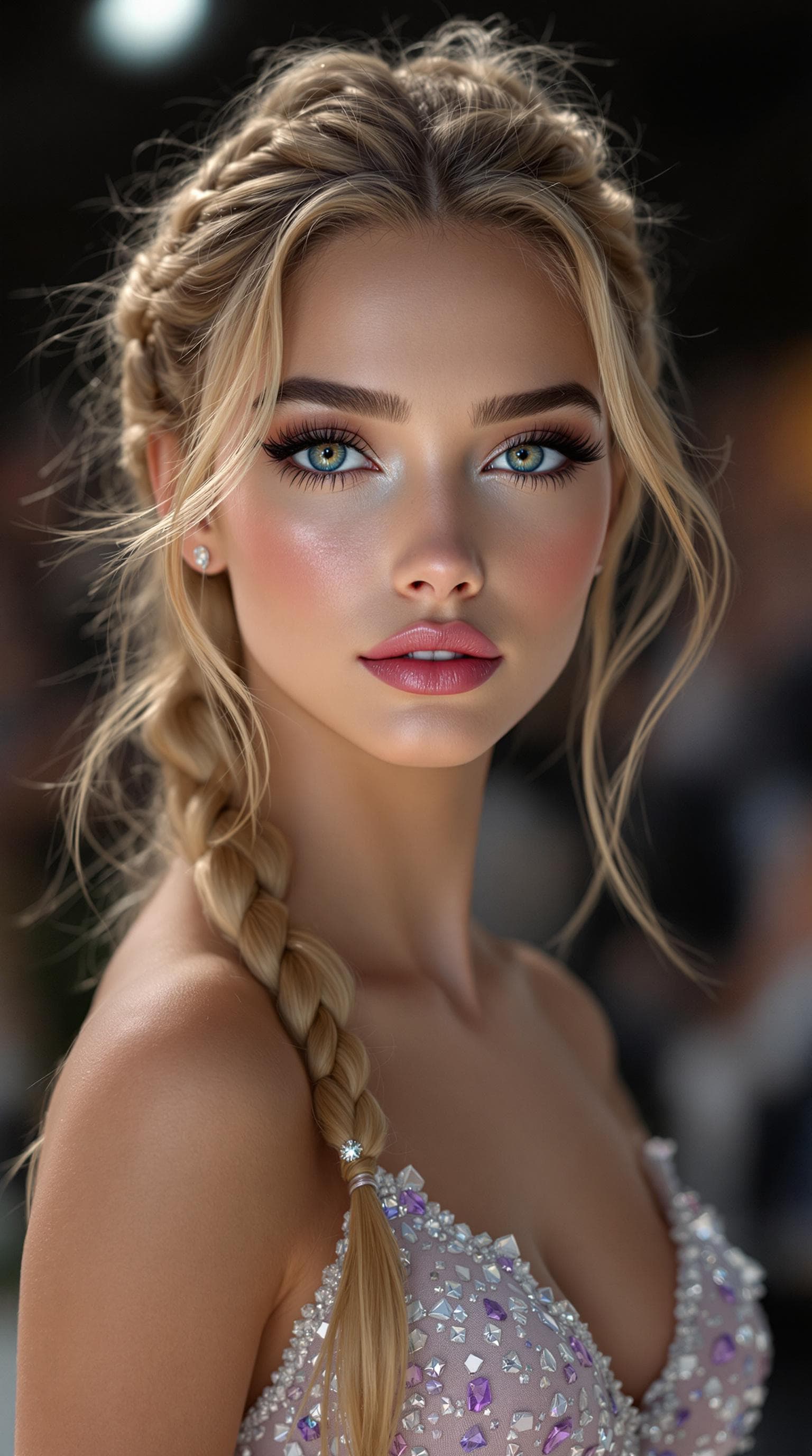 AI generated: A stunning professional photograph captures the world's most beautiful ninth-grade girl, a model, in...