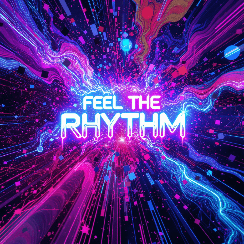 AI generated: An explosion of vibrant neon colors and abstract shapes in a chaotic dance of light and motion. Swir...