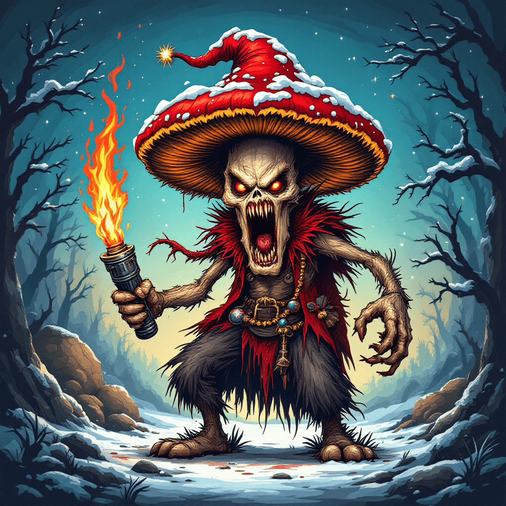AI generated: "flawless vector christmas horror art on the diverse christmas background, a full body screaming cra...