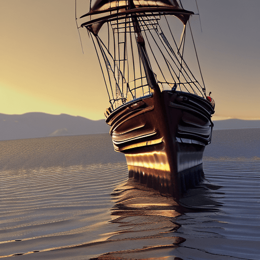 AI generated: Photo of a ultra realistic sailing ship, dramatic light, pale sunrise, cinematic lighting, battered,...