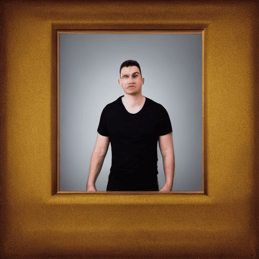 AI generated: full body, portrait, whearing a black shirt, semi-realistic, confident
