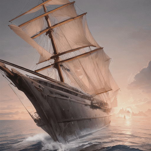 AI generated: Photo of a ultra realistic sailing ship, dramatic light, pale sunrise, cinematic lighting, battered,...