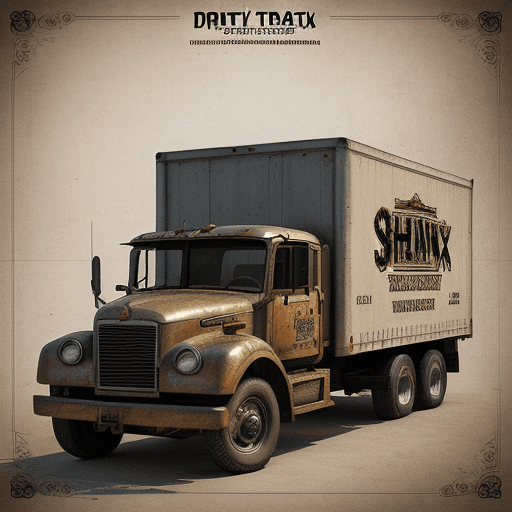 AI generated: highly detailed infographic of dry box truck ,no background,vintage,intricate detail,digital art,dig...