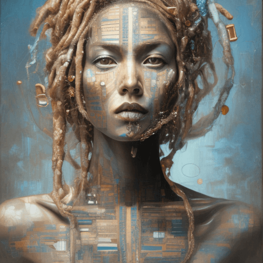 AI generated: a woman's face made from wooden boards, in the style of tim okamura, abstraction-création, 32k uhd, ...