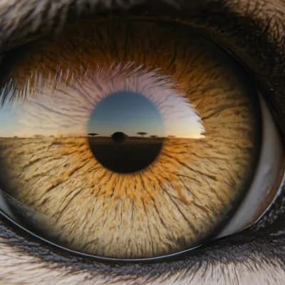 AI generated video: Hyper-realistic nature documentary sequence beginning with an extreme macro close-up of a cheetah’s ...