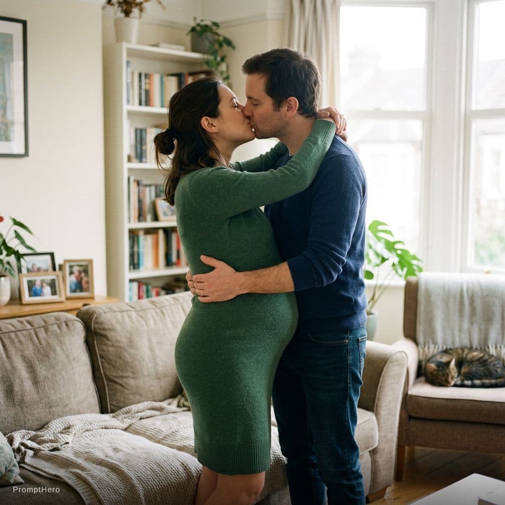 AI generated: This is a nine months pregnant girl. couple who love each other deeply and especially want to expres...