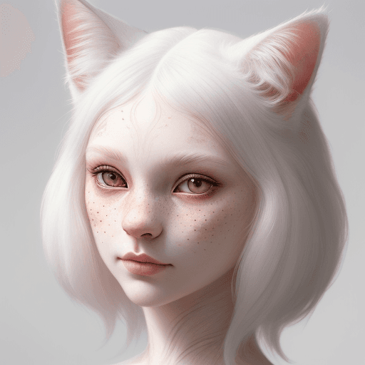 AI generated: best quality, masterpiece, portrait of a hybrid woman cat, beautiful detailed face, white background...