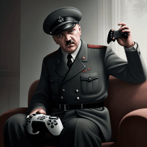 AI generated: Hitler jugando con una PlayStation 5 