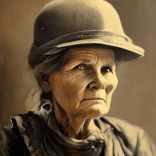 AI generated: a portrait of an old girl coal miner in 19th century, beautiful painting with highly detailed face b...