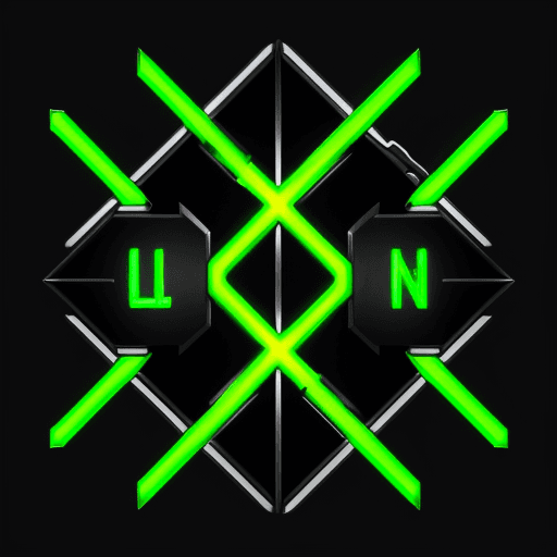 AI generated: gaming wear, letter L, concept, control games, nonagon, colour black and green, gaming, dynamic, ico...