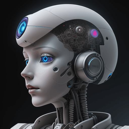 AI generated: a robot's head with buttons on it, in the style of hyperrealistic fantasy, feminine subjects, precis...