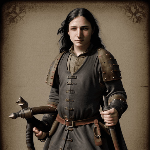 AI generated: Blunderbuss in hand, medieval, engineer, leather jerkin, renaissance, dirty looking, Pouch over shul...