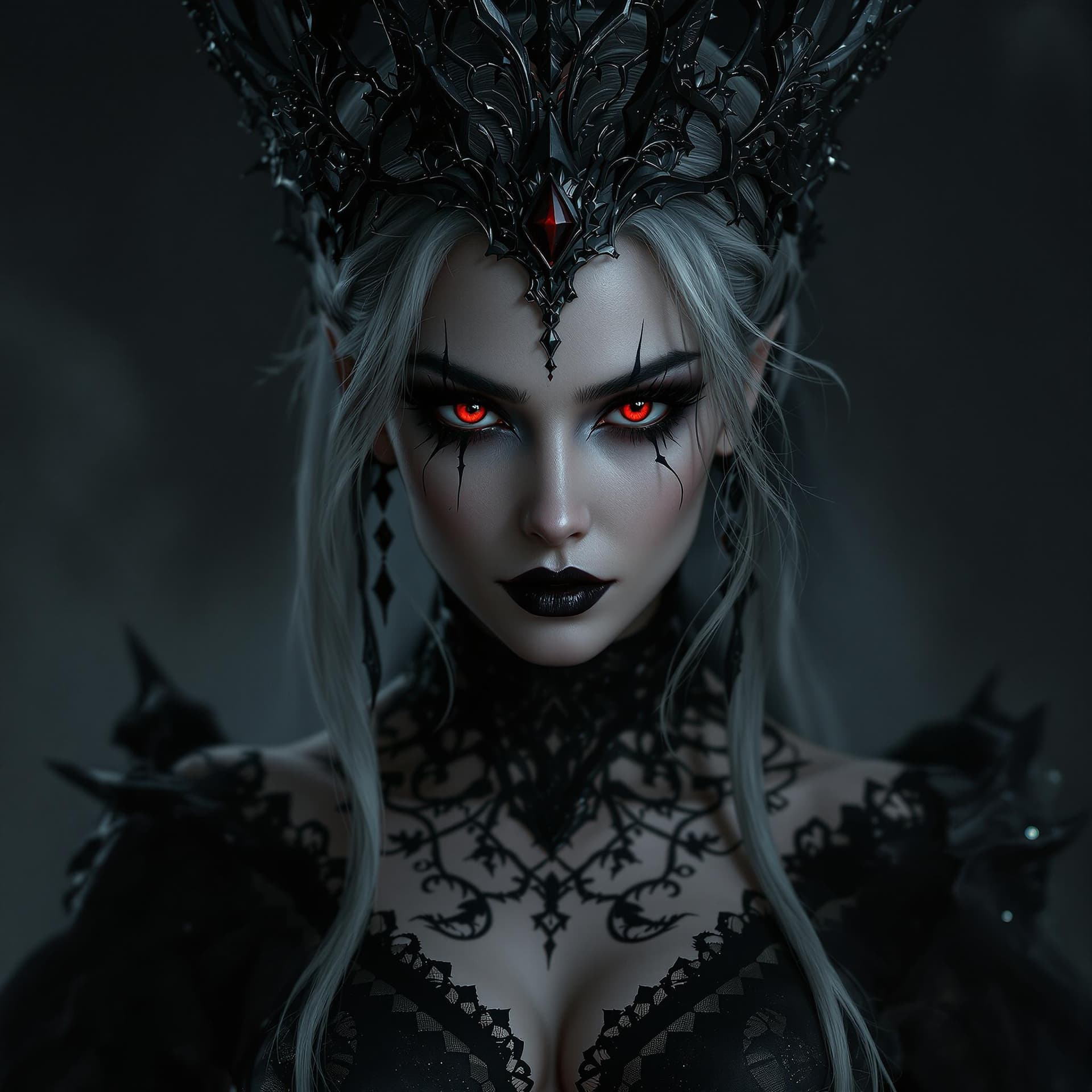 AI generated: a full body portrait of dark queen, dark fantasy randy theme, mystical, zoomed, Dark theme, underwor...