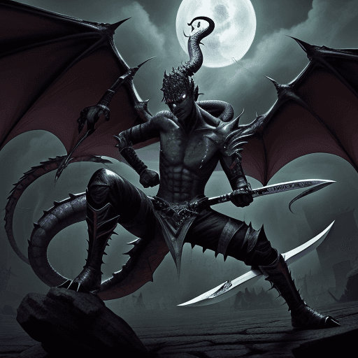 AI generated: demon boy
HD , postura con espada a ataque, si conbinar la espada al usuario con un dragon al fondo